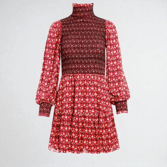 Alice + Olivia Dresses & Skirts - Alice + Olivia Elvira Smocked Mock Neck Mini Dress Size 10